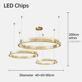 LED Chandelier Bedroom Light for Home Crystal Gold Chandeliers Living room Dining room Double Ring Lighting Lustre Lamp