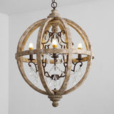 Retro Chandelier Lighting Industrial Hanging Pendant Lamp Globe Dining Living Room Wood Farmhouse Vintage Island Light