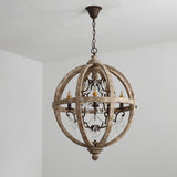 Retro Chandelier Lighting Industrial Hanging Pendant Lamp Globe Dining Living Room Wood Farmhouse Vintage Island Light