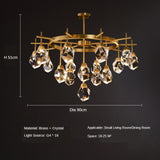 Copper Post-modern Light Luxury Crystal Chandelier Creative Simple Nordic Living Room Dining Room Lighting