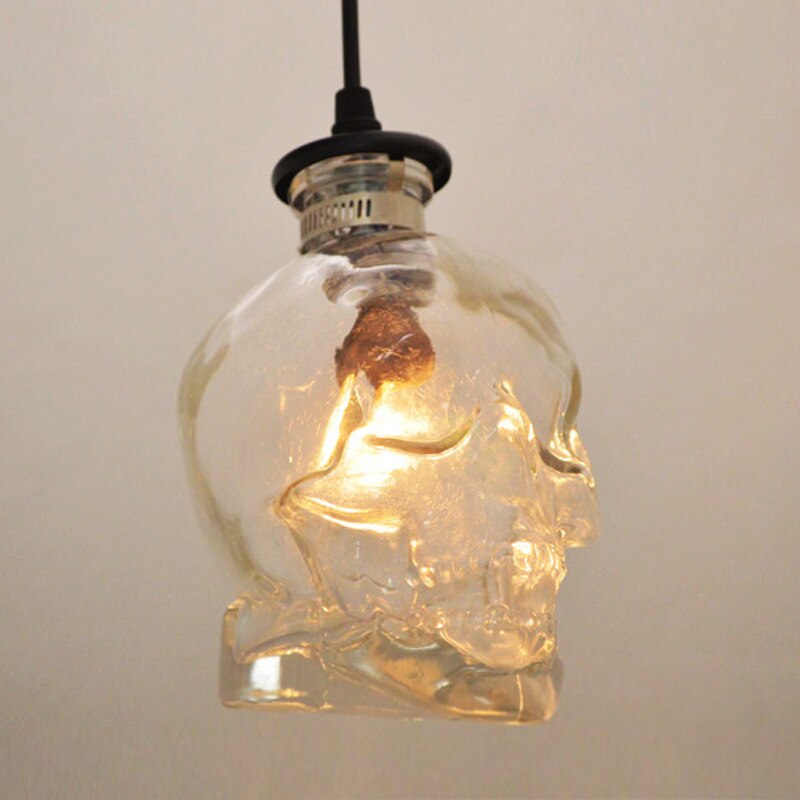 Loft Vintage Skull Glass Bottle Totenkopf Lampe Pendant Light Fixtures  Lamparas Lamp Hanglamp Bar Lampada Bottiglia - Pendant Lights - AliExpress