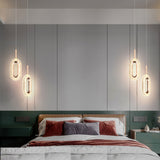 Light luxury Pendant lamp Bedside Postmodern Simple Restaurant Bar Hanging Creative Personality Ellip Bedroom Small Pendantlight