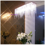 Restaurant Crystal Chandeliers Rectangular Hanging Line Lamps