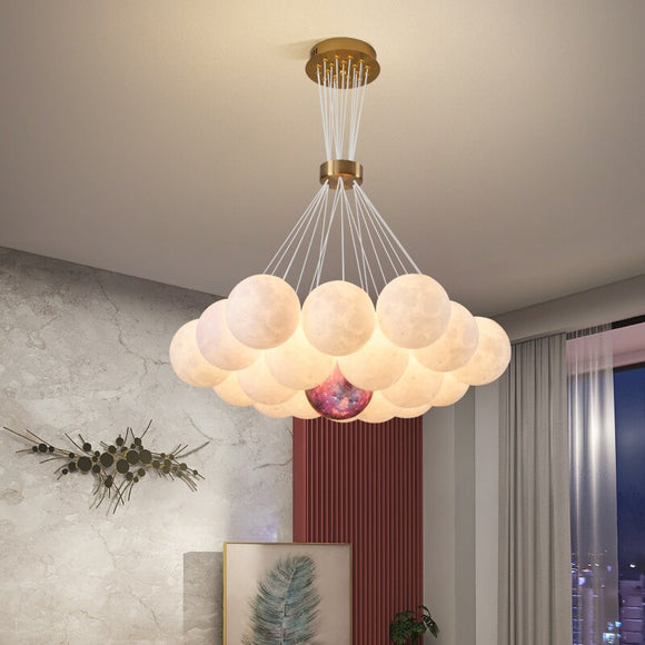 Bubble Chandelier Lighting modern 3D Printed Moon Lampshade kitchen dining room restaurant light decor Hanging Lights fixtures