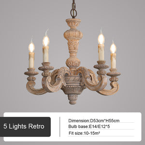 Vintage Mood Chandelier Carving Roman column Hanging Lampm Country Type Decoration Lighting