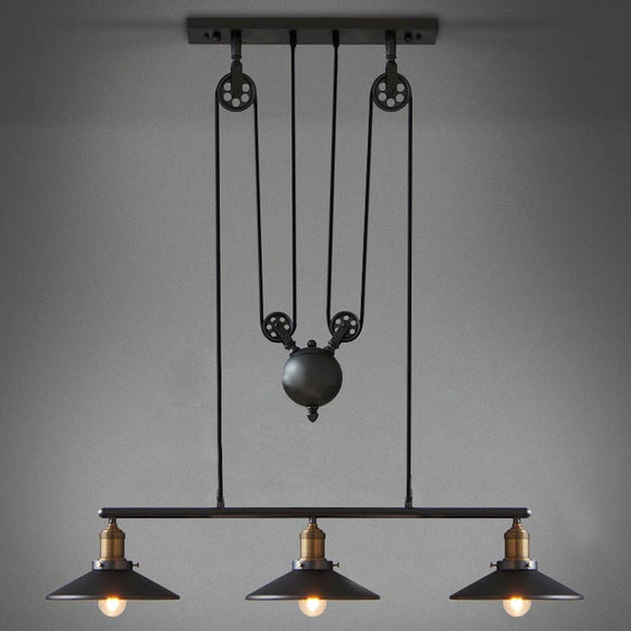 LED Retro Pendant Lighting 3 Lights Edison Bulbs Included Up and Down Black Painting Mirror Glass Pendant Lamp for Dinning Room - heparts