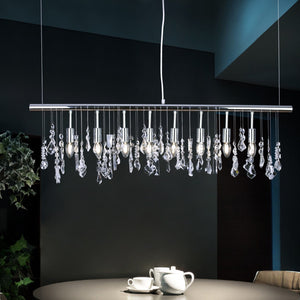 Modern Pendant Lamp Crystal Hanging Light Chrome for Dinning Living Room Suspension Lighting Length 100cm - heparts