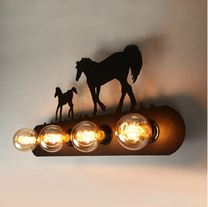 Country Retro Wall Lamps 4 Lights Edison Bulbs Wall light Wall Sconce Black Painting Bed Living Room Lighting - heparts