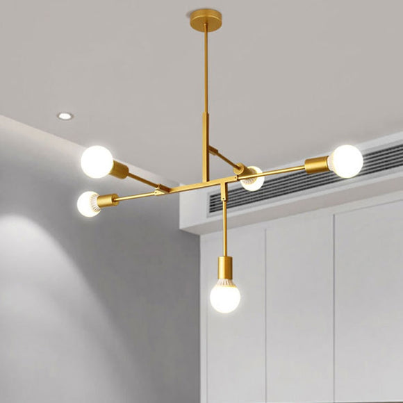 Modern LED chandelier lighting 5 lights gold hanging light lamp for dinning living room foyer pendant lamp - heparts