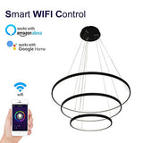 3-Lights Circular Pendant Light Chandelier Lighting Lamp Ambient Light Dimmable Remote Control - heparts