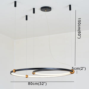 New 2-Lights Circular Pendant Light Chandelier Lighting Ambient Light - LED Dimmable Remote Control - heparts